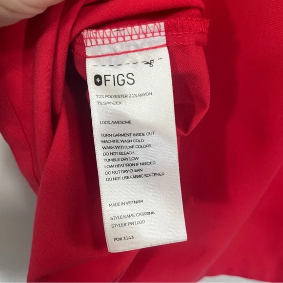 FIGS Red Scrub Set Catarina Top and Straight Leg Pants XL/XL Tall Womens - Picture 8 of 15